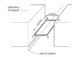 Class 12 Physics Electromagnetic Induction rectangular coil ABCD between the poles of a magnet